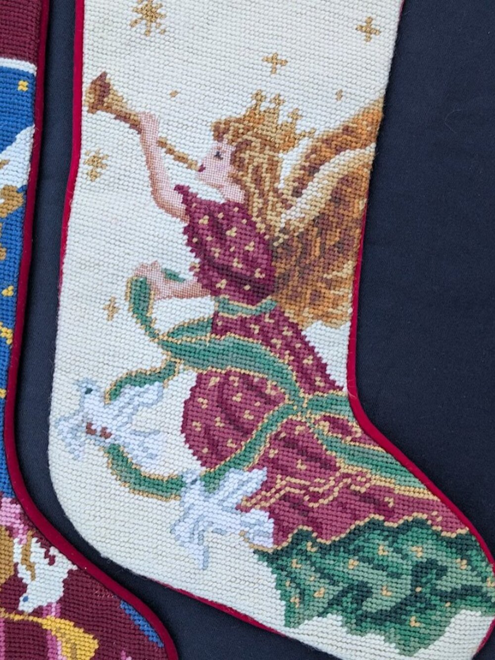One Vintage Imperial Elegance Needlepoint Stocking "Angel"